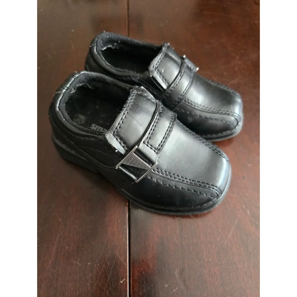 Smartfit Boys Black Dress‎ Shoes Square Toe Buckle Loafers Size 5.5W Toddler